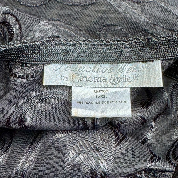 Seductive Wear by Cinema Etoile Black Sheer Embossed Babydoll | Vintage | Size L - Picture 5 of 11